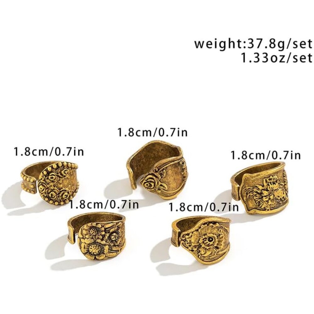 Lightweight Gold & Silver Stackable Ring Set - Tr… - image 3